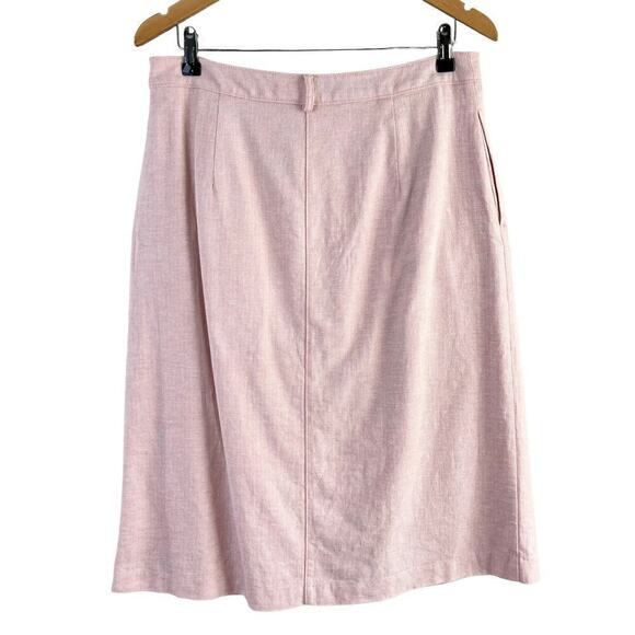 Banana Republic Linen Cotton Midi Skirt‎ Herringbone Sunwashed Pink, Size 12 - Picture 10 of 11